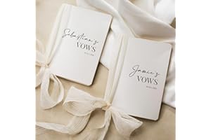 Modern Album Designs Set of Custom Slim White Vow Books w/Ribbon (Set of 2) - 5.625 x 4 Minimalist Pocket Sized Romantic Wedding Ceremony Vow Renewal Speech Notebook Journal
