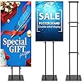 VAIIGO Pedestal Poster Sign Stand for Double Sided Display, Adjustable Poster Board Stand Height Up to 80", Heavy Duty Floor Standing Sign Holder for Board, Foam, Banner Display Stand, Black 1Pack