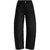 ZESICA Womens Barrel Jeans for Women Trendy 2026 High Waisted Wide Leg Stretchy Baggy Ankle Denim Pants with Pockets