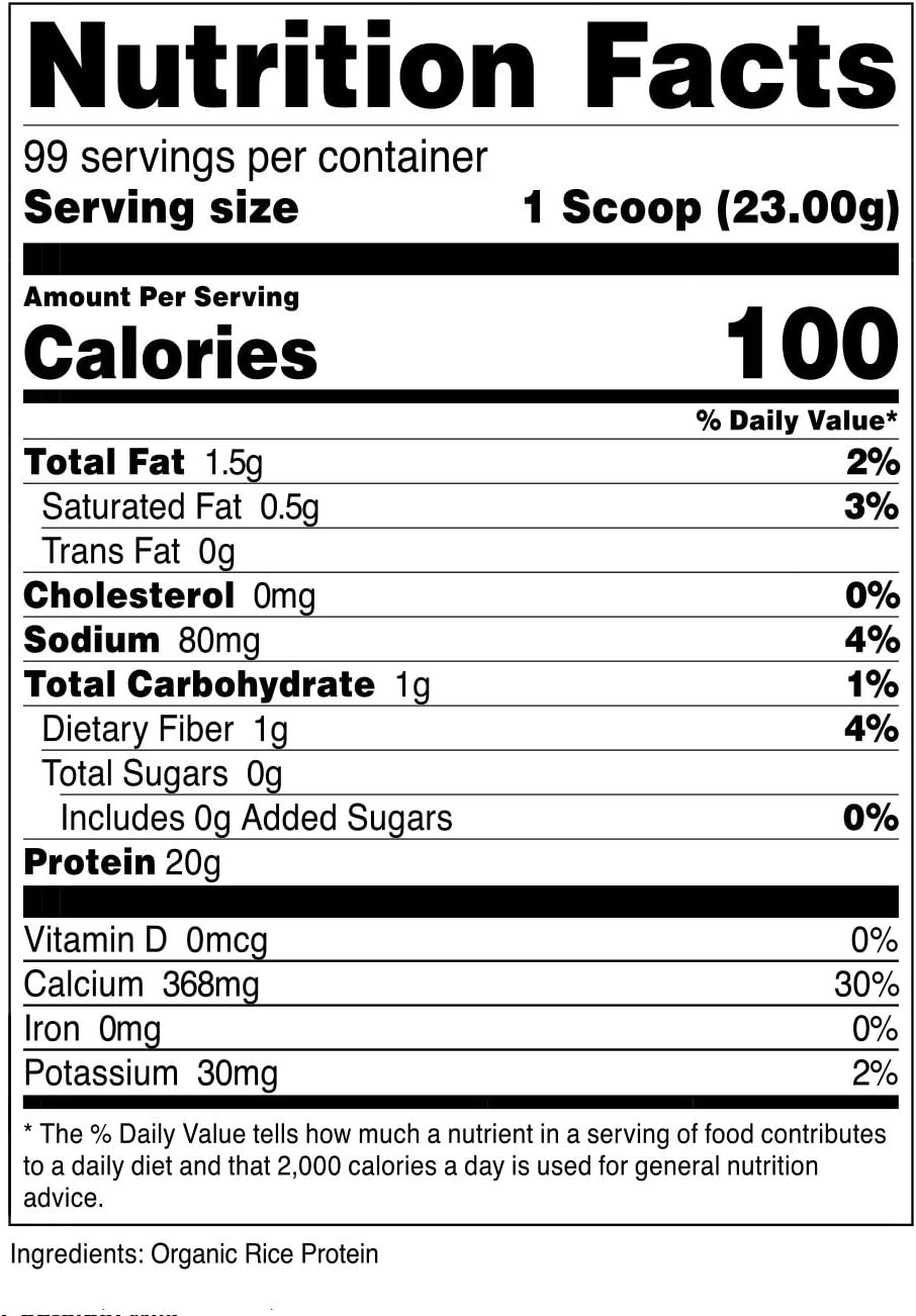 Nutricost Organic Rice Protein Powder 5lbs (Unflavored) - Certified USDA Organic, 20G of Rice Protein Per Serv, Non-GMO: Health & Personal Care