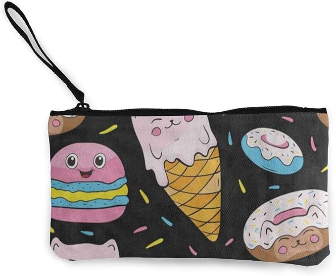 Monedero unisex, monedero, monedero de lona de dibujos animados dulces