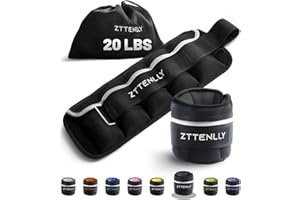 ZTTENLLY Adjustable Ankle Weights 1-5/10/15/20LBS Pair with Carry Bag - Breathable Fabrics, Reflective Trim - Strength Training Leg Wrist Arm Ankle Walking Weights Sets for Women Men Kids