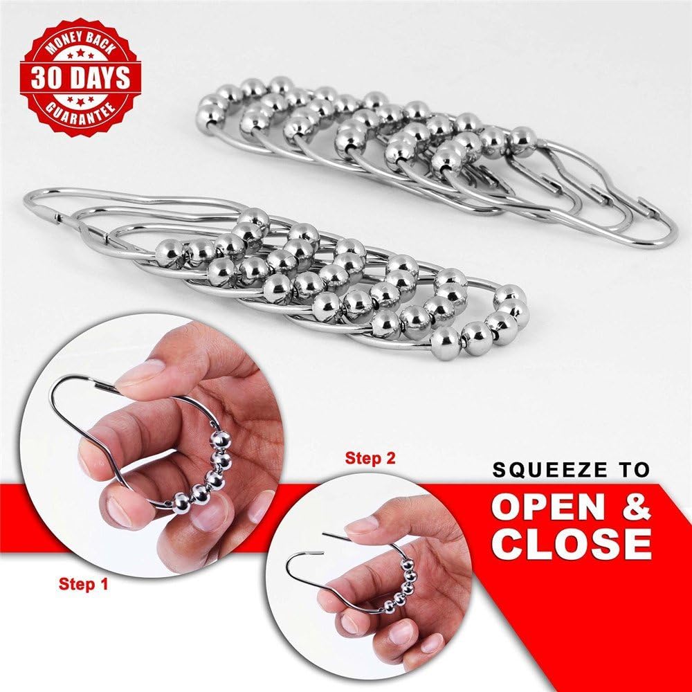 Uigos Shower Curtain Rings for Bathroom - Stainless Steel, Set of 12, Chrome: Home & Kitchen