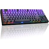 FL ESPORTS MK870 Wireless Mechanical Gaming Keyboard,80% Purple Custom Creamy Sound Keyboard with Shine Through PBT Keycaps,Pre-lubed Linear Switches,Hot-Swappable,RGB Backlit,2.4GHz/USB-C/BT5.0