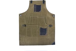 One Size Fits Utility Apron | Adjustable Cross-Back Straps | Multi-Use Shop Apron With Tool Pockets By Aaron Leather Goods, S