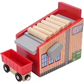 Yoidesu Wood Railway Toy Scene Accessories, Easy Assembly Wooden Track Accessories 8 Pcs Compatible for Children