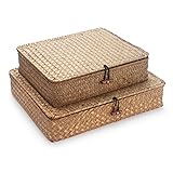 Seagrass Storage Basket Box with Lid Rectangular