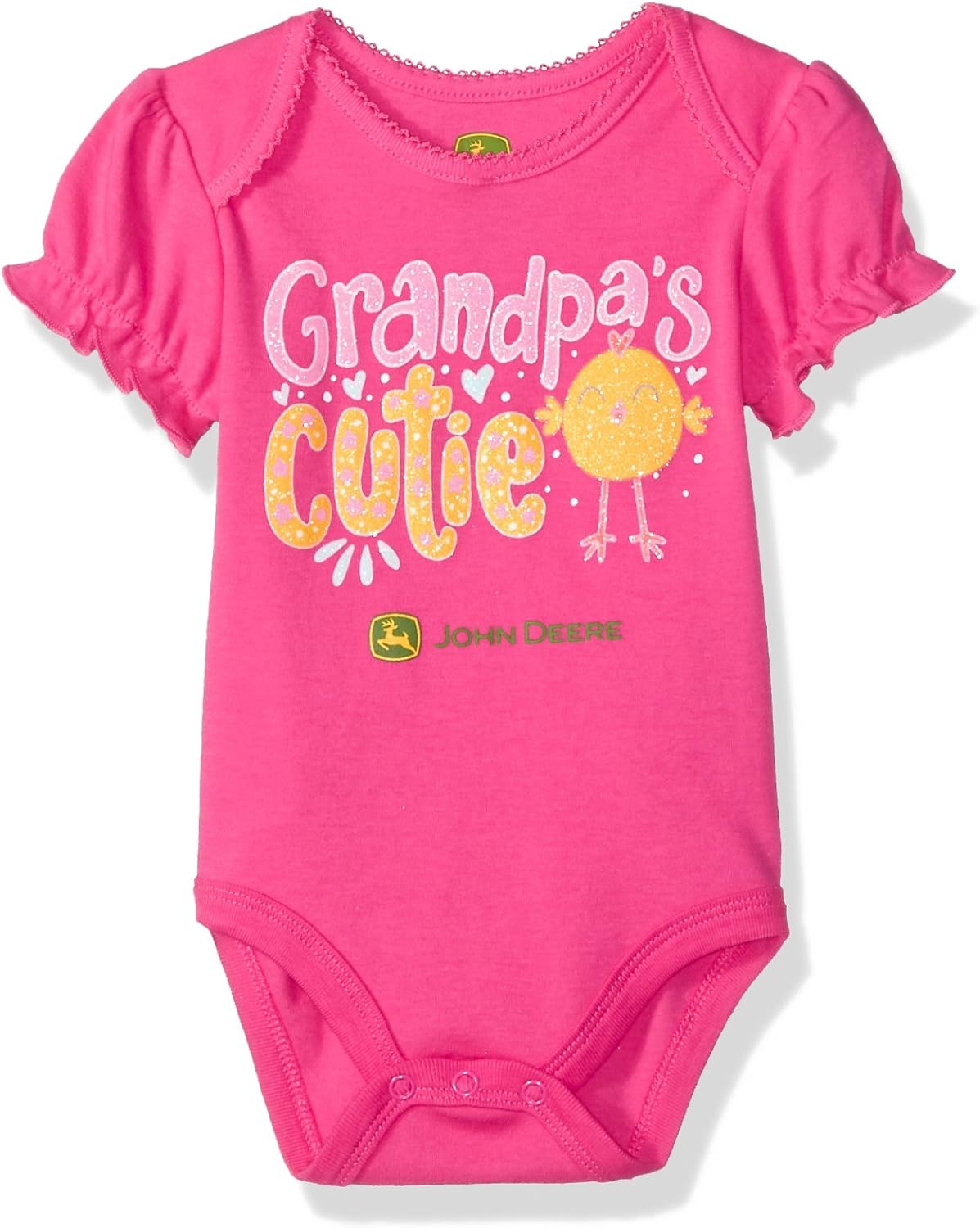 John Deere Baby Girl Bodyshirt, Dark Pink, 3/6 Month Clothing