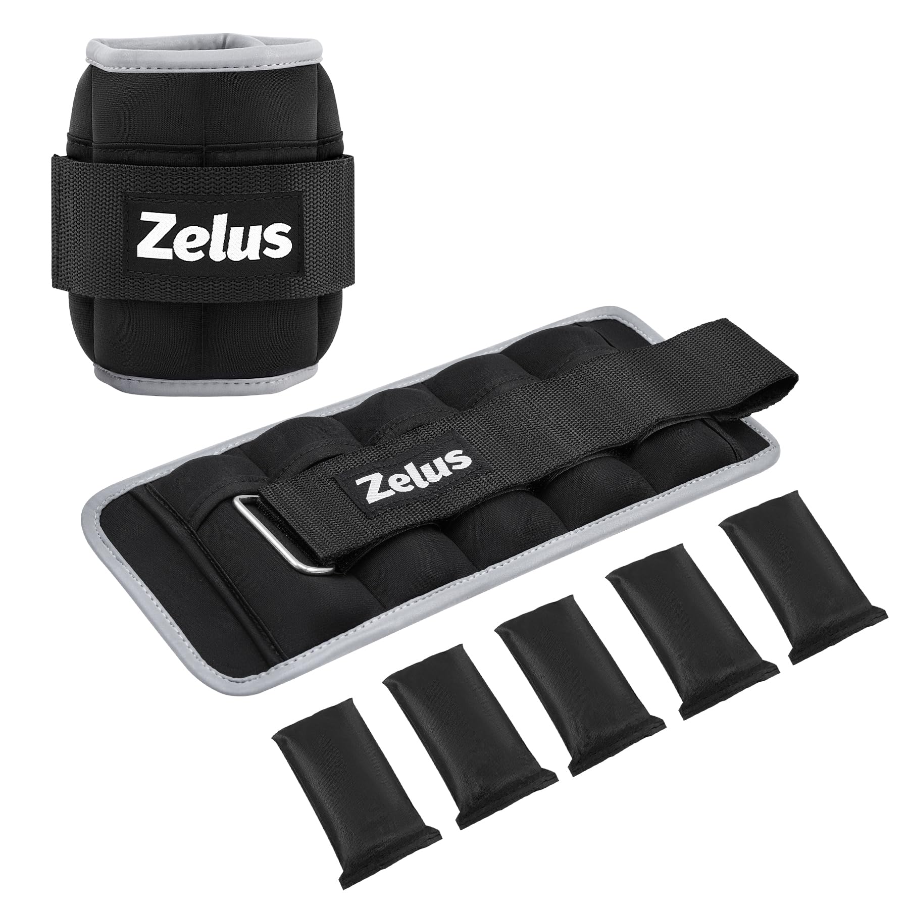 Photo 1 of **PARTIAL SET**
ZELUS 1 Pair Adjustable Ankle Weights, 1-5 lb Modularized Leg Weight Straps for Women Men, Weighted Ankle Weight Set with Reflective Strip, 0.5-2.5 lb per Ankle Strap for Gym Yoga Jogging Walking