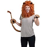 Adult Lion Mane Costume Deluxe Unisex Lion Accessories with Mane, Tail, Gloves for Halloween
