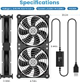 ELUTENG 120mm Dual Row USB Fan 3 Speed 5V Cooling PC Laptop Router PS5 TV Box view 2