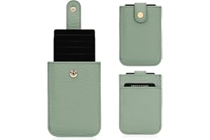 Unaone Slim Minimalist Wallet - Pull-Out Card Organizer, Soft Leather Card Case Rfid Blocking Wallet Credit Card Holder, Front Pocket Wallet for Women Men (Green)