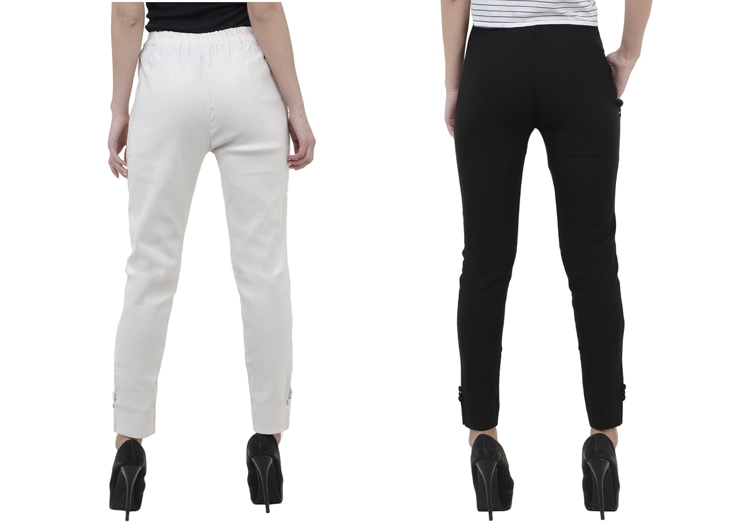 aakrithi cotton lycra white & black pant plazo