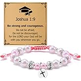 Gevody Christian Graduation Beaded Bracelets for Women Daughter Best Friend Religious Graduation Gifts for Her Friend Sister Bible Verses for Graduates Stretch Bead Bracelet Christian Stretch Jewelry