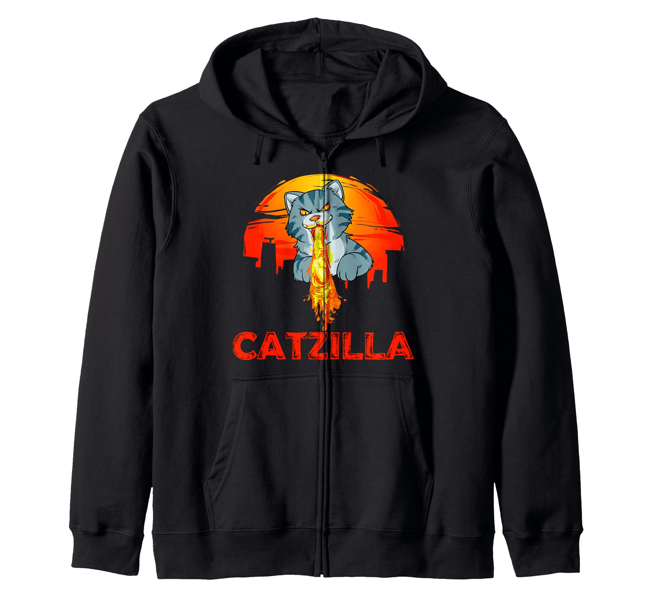 Catzilla Kitten Cat Monster Tokyo Giant Dragon Zip Hoodie