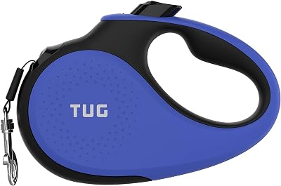 TUG Tiny 360° Retractable Dog Lead 3 m Tape Anti-Slip Handle Blue