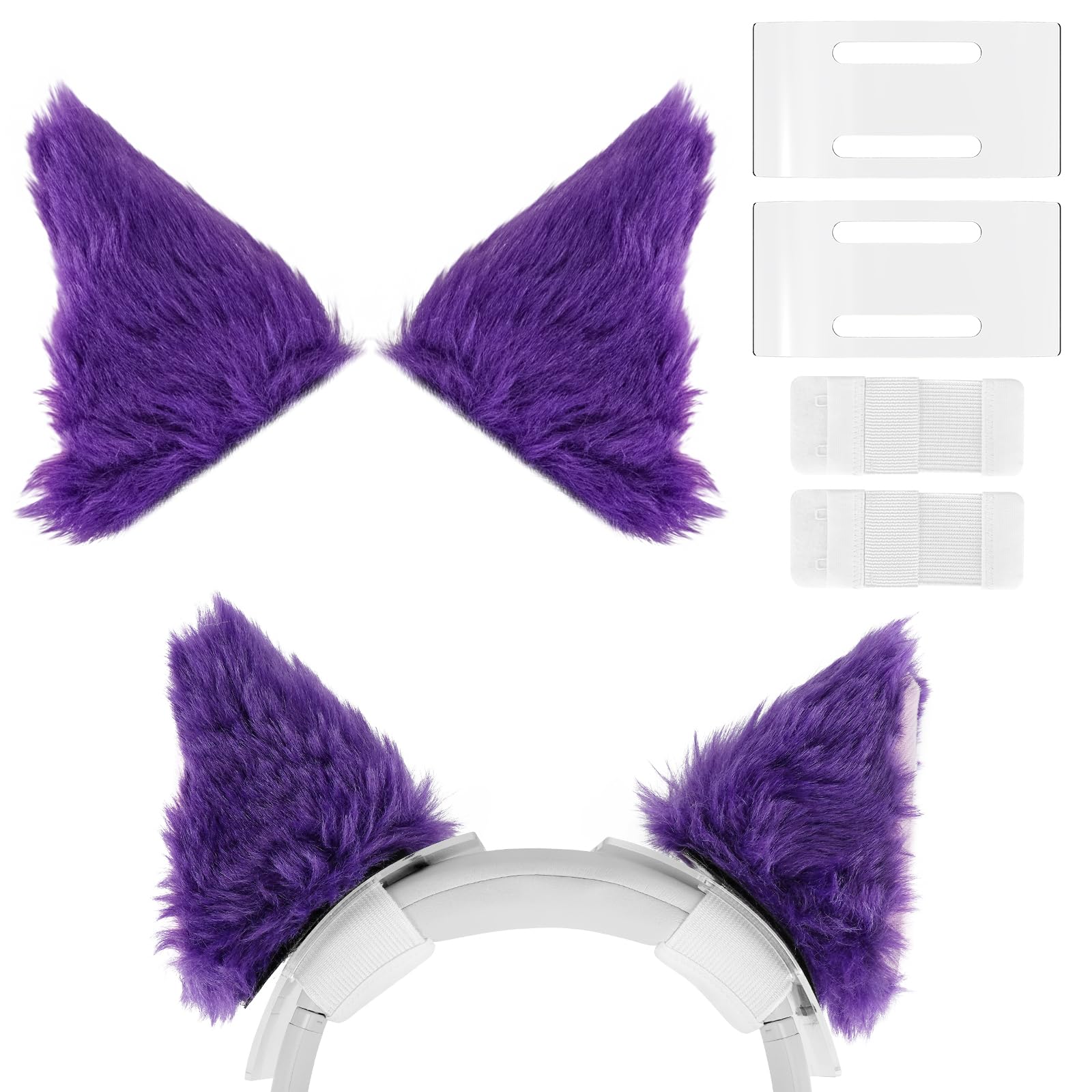 GEEKRIA NOVA Headphone Headband Spacer and Cat Ears Attachment Set for Bose, Sony, Skullcandy, Beats, Marshall Headphones, Compatible with headband of 2.5 to 3.5cm (Purple)