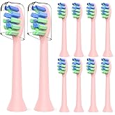 Replacement Brush Heads Compatible with 7am2m AM101/AM105 Sonic Electric Toothbrush - Medium Bristles Toothbrush Refills Compatible with 7am 2m, 10 Count, Pink
