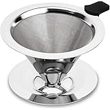 hanmir Pour Over Coffee Dripper Stainless Steel Slow Drip Coffee Filter Metal Cone Paperless