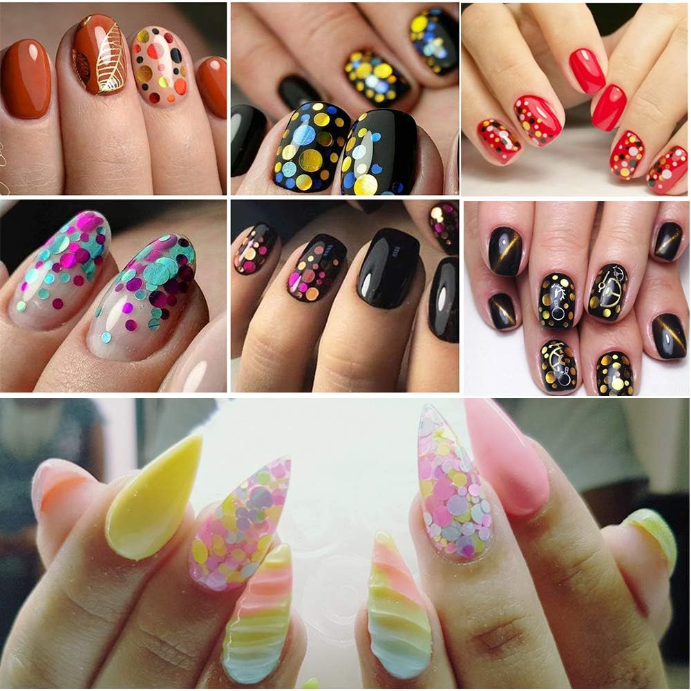 36 Color Nail Sequins, Kalolary Nail Art Flake Nail Glitter Paillette Mixed Round Thin Shining, 3D Nail Art Stickers Manicure Make Up DIY Decals Decoration: Arts, Crafts & Sewing
