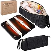 Veirdro Hair Tools Travel Bag with Heat Resistant Mat, Portable Hair Tool Organizer Travel Carrying Case for Straightener, Flat Iron, Curling Iron, Hair Dryer& Hair Styling Accessories Women (Black)