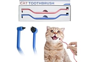 XUEPETT 2 Pcs Dual Sided Cat Toothbrush with Micro Brush Head, Anti-Slip Curved Handle, Cat Dental Care Supplies Eliminates Bad Breath and Reduces Plaque Tartar Formation