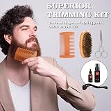 Sminiker Beard Grooming Kit with Oil Balm Wash Brush Comb Scissors view 4