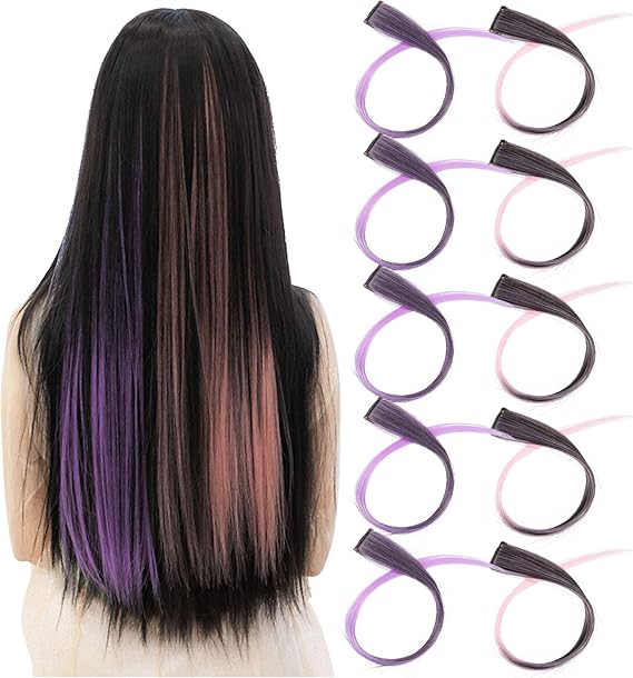 Amazon Co Jp Anphsin エクステ 10本セット グラデーションウィッグ ポイント ワンタッチクリップ 耐熱毛束ウィッグ つけ毛 コスプレ ストレート レディース 耐熱 おしゃれ 取り付け簡単 簡単着用 仮装 学園祭 パーティー カラー Light Pink Purple ファッション