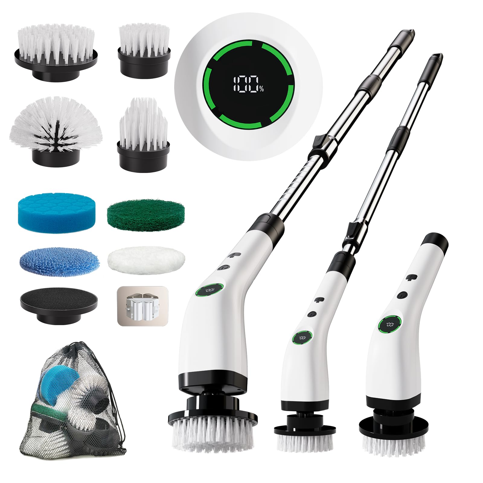 Photo 1 of **reference image**Swyprrix Electric Bathroom Cleaning Brush, Cordless Spin Scrubber Full Body Waterproof IPX7 with Adjustable Handle, 8 Replaceable Brush Heads for Bathtub/Kitchen/Window/Home -SD-CTB01