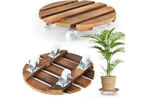 MANMANYUANQI 14-Inch Heavy-Duty Plant Caddy with Lockable Wheels – Indoor/Outdoor Rolling Planter Stand for Large Pots