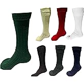 HAAUR TRADERS Mens Traditional Scottish Kilt Hose,Scottish Ribbed Socks For Mens Wool Blend Cuff Over Your Kilt Hose