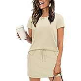 Sampeel Women's 2 Piece Skirt Sets Side Slit Tops and Tennis Skort with Pockets Trendy Airport Loungewear Travel Outfits