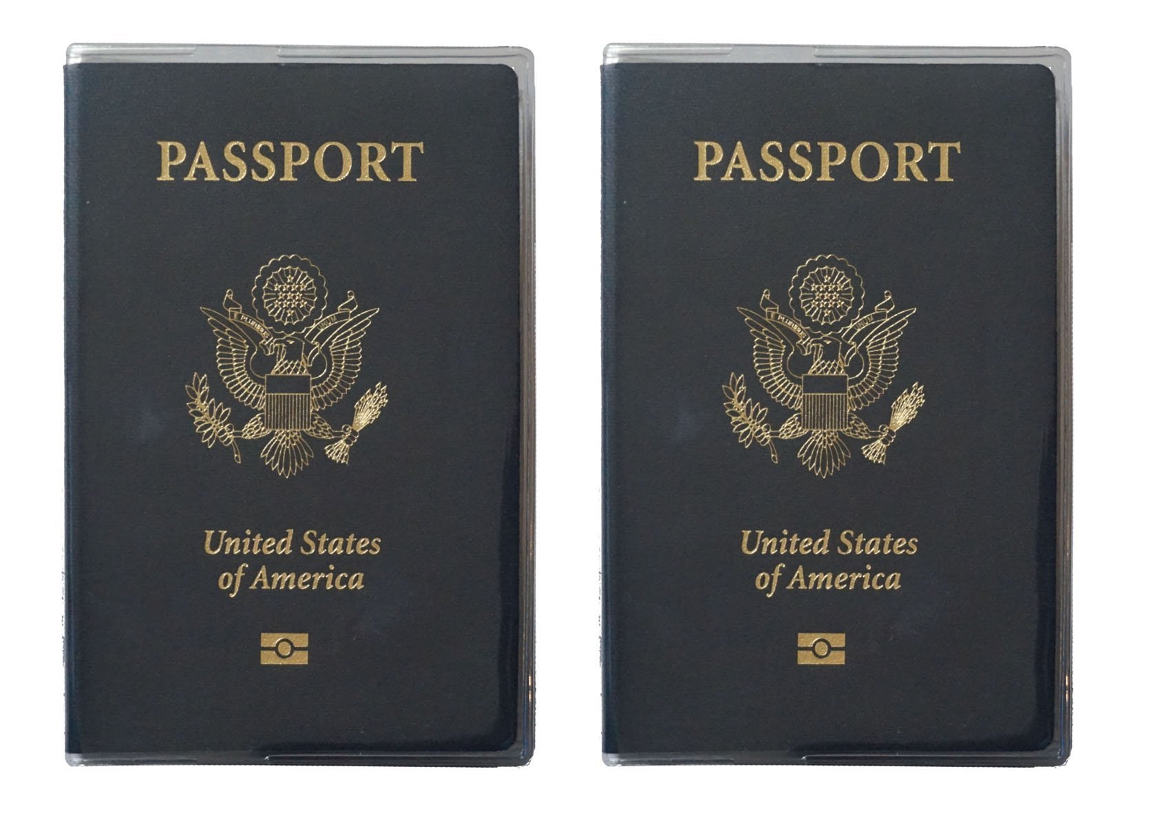 Set of 2 Heavy Duty Clear Vinyl Plastic Passport Cover Holder Travel MADE IN USA, Grey, 3.65 X 5, Travel Wallet