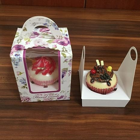 Clear Single Cupcake Box Gift Bakery Boxes Muffin Cupcake Macaron Cookies Candy Box Easter Baby Shower Wedding Party Favors Packing Box 100 Purple