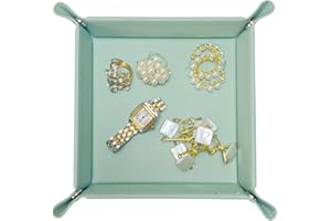 UnionBasic Valet Tray, Jewelry Tray for Rings Earrings, Entryway Catchall Caddy for Coins Keys Change, Nightstand Organizer Bedside Valet Holder, Trays for Electronic Gadgets, Lychee Mint Green