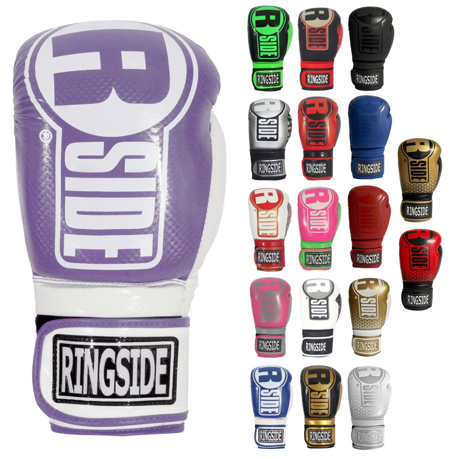 Photo 1 of Ringside Apex Bag Gloves, IMF-Tech Boxing Gloves with Secure Wrist Support, Synthetic Boxing Gloves for Men and Women, Purple and White, S/M