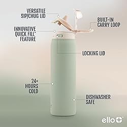 Ello Pop & Fill 22oz Stainless Steel Water Bottle