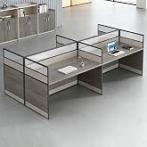 4-person Office Cubicle Desk Workstation w/Mute Privacy Panels, Rosewood | Office Cubicle Desk, with Cable Grommet, 1in Thickened Desktop, for Commercial/School/government,Easy-Assembly
