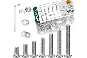 MRDILLA 601Pcs M3 Nuts and Bolts Assortment Kit, Hex Socket Button Head Screws with Lock and Flat Washers, 7 Sizes 6mm 8mm 12mm 16mm 20mm 25mm 30mm