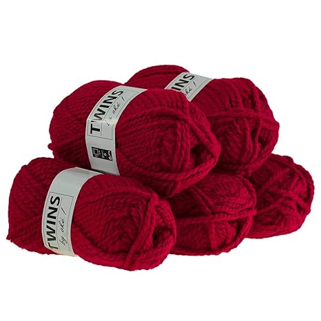 maDDma ® 10 x 50g Strickgarn Twins Strickwolle Wolle Handstrickgarn Winter-Strickgarn, Farbe:004 rot