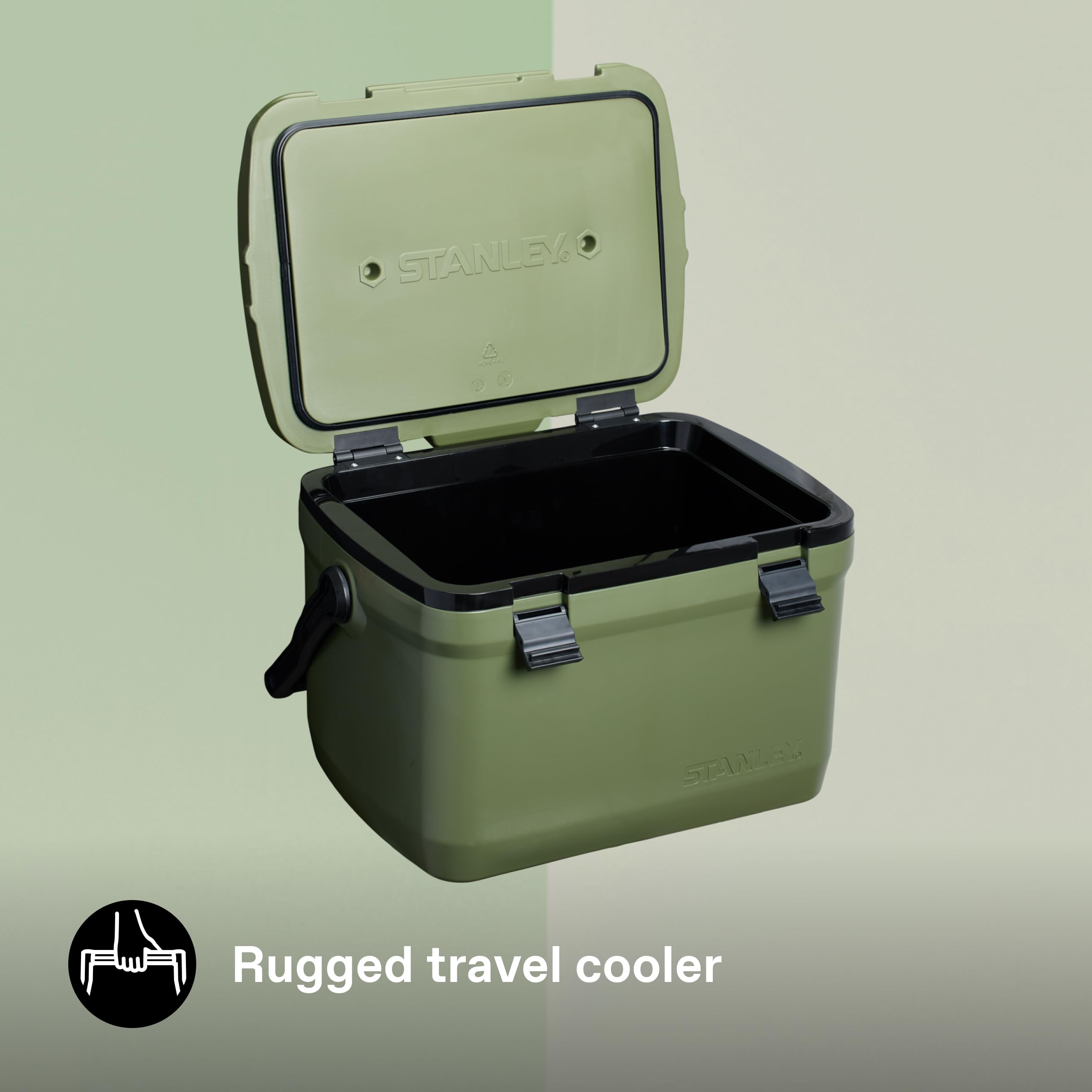 Stanley Adventure Outdoor Cooler 15.1L - Camping Kühlbox - BPA-Frei - Deckel fungiert auch als Sitz - Robuste Isolierbox ohne Strom - Auslaufsicher - Dried Pine 7