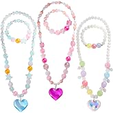 PinkSheep Toddler Jewelry, Kids Necklace and Bracelet 3 Pack | Little Girls Jewelry In Box, Girls Birthday Party Christmas Gift