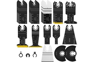 AUQRER 25PCS Oscillating Saw Blades, Professional Universal Multitool Blades for Plastics, Wood and Metal, Tool Blades Compatible with Bosch Dewalt Worx Craftsman Ridgid