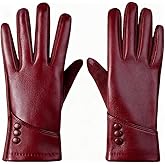 Yloxuf Women's Winter Leather Gloves, with Touch Screen Function, Cozy Wool Lining, Windproof Design, Fashion Driving Gloves