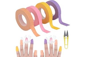 URROMA 4 Rolls Thimble Tape for Hand Sewing, Colorful Adjustable Nail Protector Cotton Finger Protection Knitting Craft for H