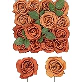 TINGE TIME Terracotta Artificial Flowers Combo Box Set, 16PCS Fake Rose Silk Flower w/Stem for DIY Wedding Bouquets Centerpieces Baby Shower Party Home Spring Decoration (Light & Deep Terracotta)