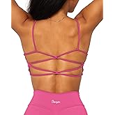 Danysu Backless Sports Bra Soft Workout Tops with Removable Padded Yoga Training Bras Strappy Going Out Top