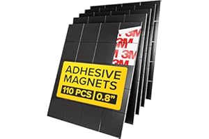 X-BET MAGNET Hyper-Sticky Magnets with Adhesive Backing - 110pcs 0.8x0.08 Strong Magnetic Squares for Whiteboard Fridge - Science Education Magnets - Easy-to-Cut Stickers - Teacher Must Have - Teacher Supplies