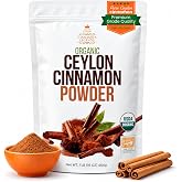 Organic Ceylon Cinnamon Powder, 16 oz (1 lb) | USDA Organic &amp; Kosher Certified | True Cinnamon from Sri Lanka | Finely Ground Cinnamon Spice for Coffee, Tea, Baking, Smoothies &amp; Cooking