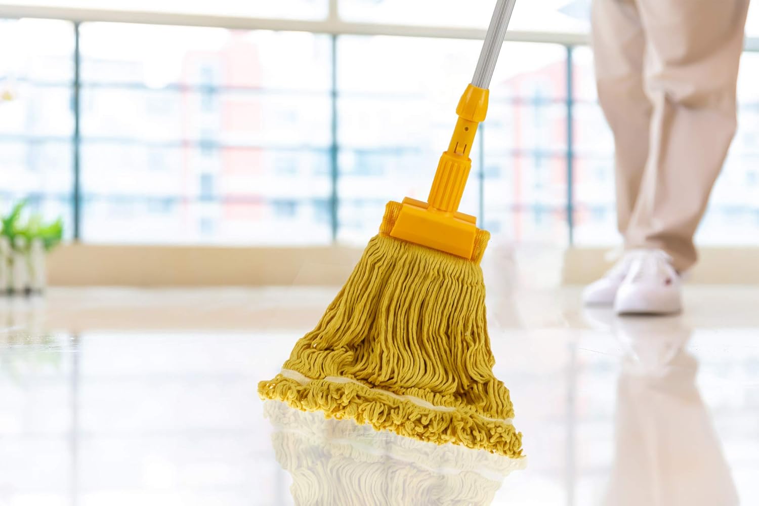 KLHB-YF Loop-End Commercial Mop Head, Heavy Duty Mop Replacement Head,6 Inch Universal Headband, Mop Head Replacement for Home, Industrial and Commercial Use（Yellow 2 Pack）: Health & Personal Care